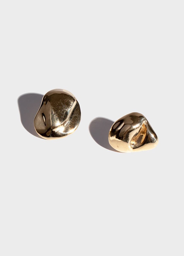 不規則水滴狀造型耳環-金